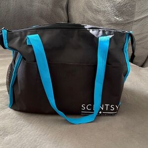 Scentsy Black Duffel Bag with Blue Straps